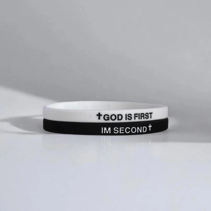 Covenant Co. — "God Is First, I'm Second" Silicone Bracelet Set (Pack of 2)