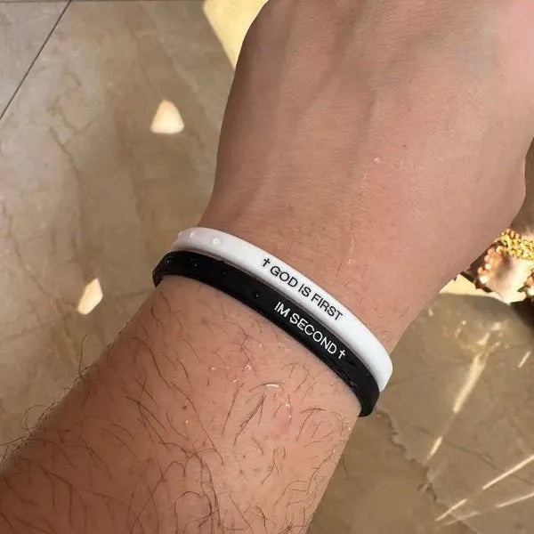 Covenant Co. — "God Is First, I'm Second" Silicone Bracelet Set (Pack of 2)